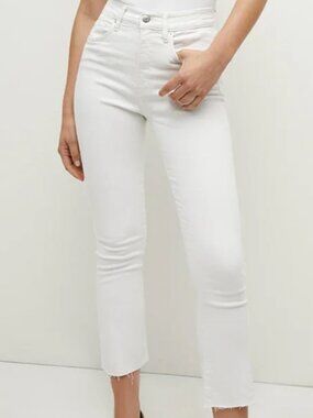 VERONICA BEARD Brooke White Skinny Mid-Rise Fray Ankle Jeans 27 MSRP $220